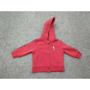 Ralph Lauren Sweater Boys Baby 9M Red Long Sleeve Full Zip Pockets Fleece‎